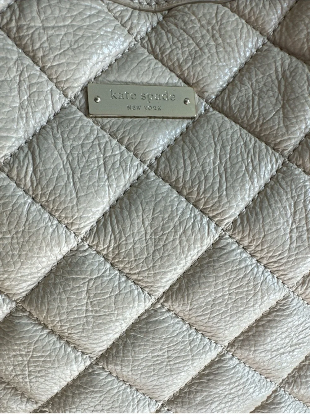 Kate Spade Beige Quilted Leather Chain Shoulder Hobo Bag